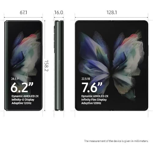 Galaxy Z Fold 3 - 7.6" - 5G - 256GB ROM - 12GB RAM - Single Sim - 4400mAh - Green - View 3