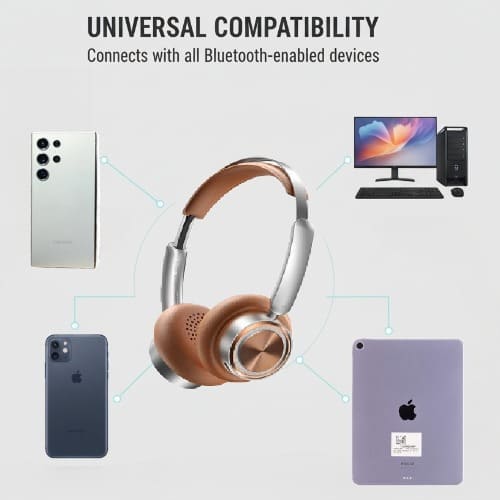Retro Design Noise-cancelling Wireless Bluetooth 5.4 Headphone - Model Rb830hb Brown - View 10