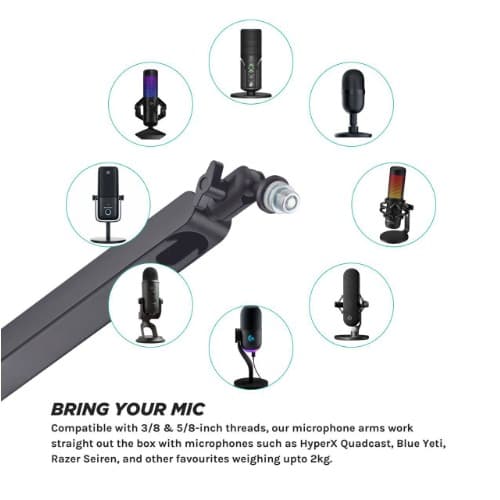 Desktop Mic Boom Arm Stand - Desk Mic Stand With Desktop Clamp - View 2