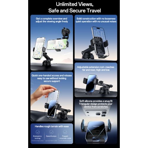 Yesido Car C279  Suction Cup Phone Holder, 360° Rotation, Anti-shake, Adjustable Heigh - View 3