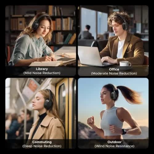 Hitune Max5c Wireless Headphones Hybrid Active Noise Cancelling - Black - View 2