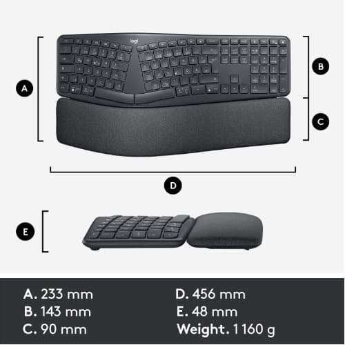 Ergo K860 Split Wireless Keyboard For Business Ergonomic Design - View 3