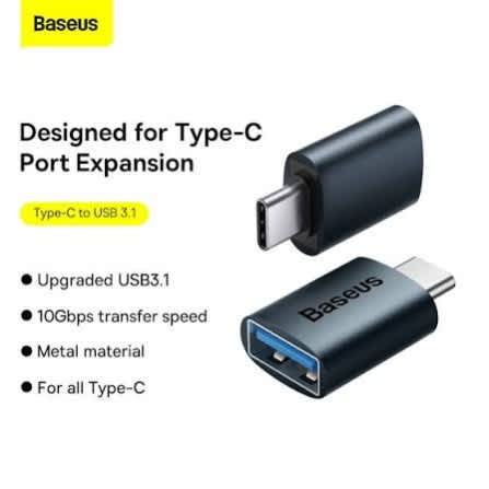 Baseus Ingenuity Series Mini Otg Adaptor Type-c To Usb-a 3.1 - Blue - View 3