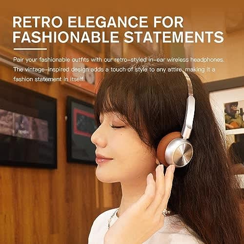 Bluetooth 5.4 Retro Headphone With 65hrs Battery & Noise Cancellation- rb-830bh- Brown - View 5