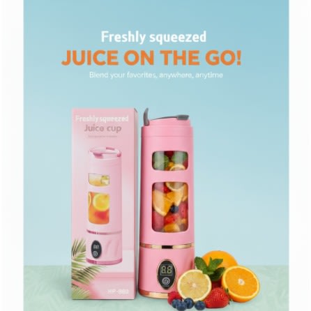 Usb Rechargeable Portable Juicer- Blender- Mini Ice Crusher- Digital Display- Pink - View 3