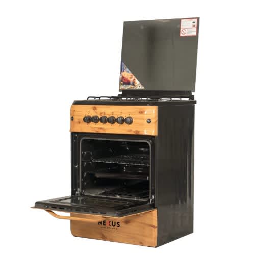 3 Gas Burner + 1 Electric Hotplate Standing Cooker Nx-6004 Bs Wood Finish - View 3