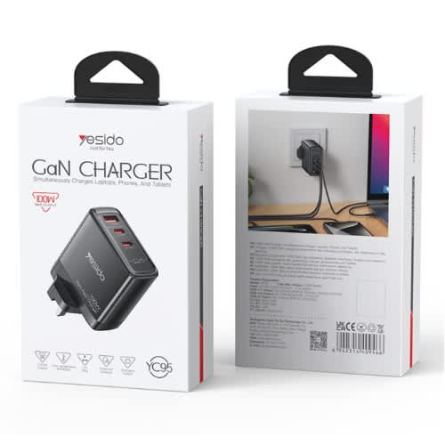 Eu 100w Gan Fast Charger Wall Socket - USB-A+C1+C2 - View 2