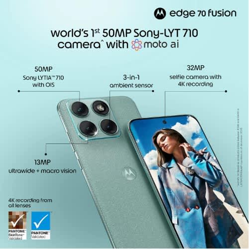 Edge 70 Fusion 5G - 6.78" - 256GB ROM - 12GB RAM - Nano SIM - Fingerprint - 5200mAh - Blue Surf - View 2
