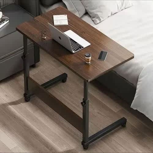 Laptop Table - Bedside Laptop Table Desk With Wheels- Brown - View 2