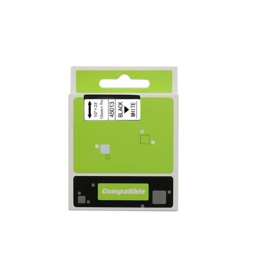 D1 45013 12mm X 7m Label Tape - Black On White - View 2