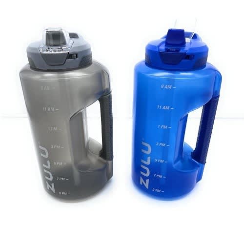 Zulu Water Bottles With Hydration Tracking Time Markers - 2 Pack - 64 Oz - Gray & Royal Blue - View 2