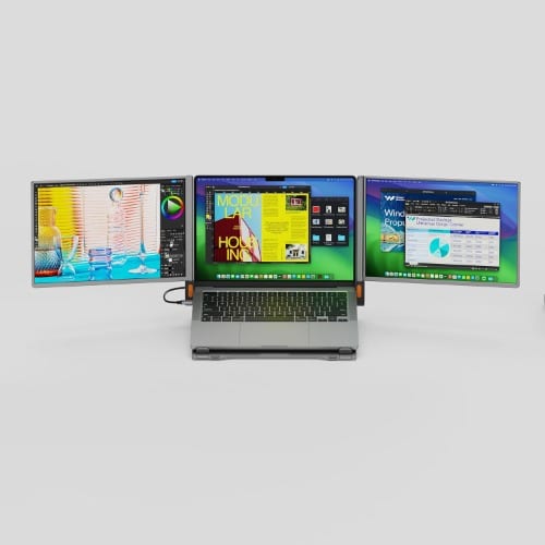 Powerology Portable Dual Monitor 14 Inch Laptop Monitor- 1080p Full MST & SST Support - View 3