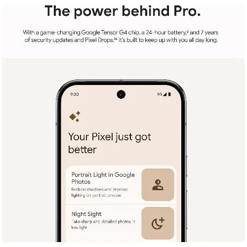 Pixel 9 Pro 5G - 6.3" - 256GB - 16GB - Single Nano Sim + eSim - 4700mAh - Obsidian - View 3