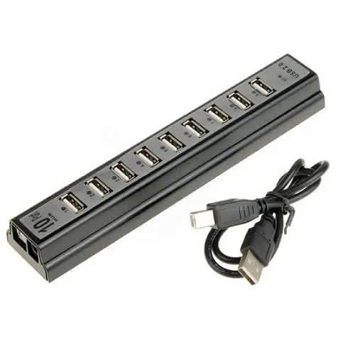 Usb Hub 2.0 With Adapter -10 Ports -480mbps - View 2