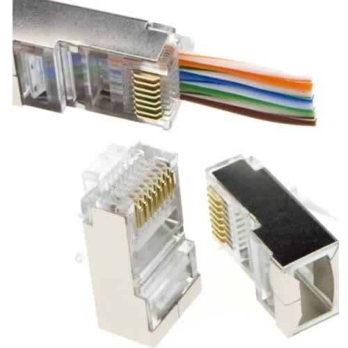 Pack Of Rj45 Cat 6 Shielded Pass Through/through Hole Network Connectors Tools - 50pcs