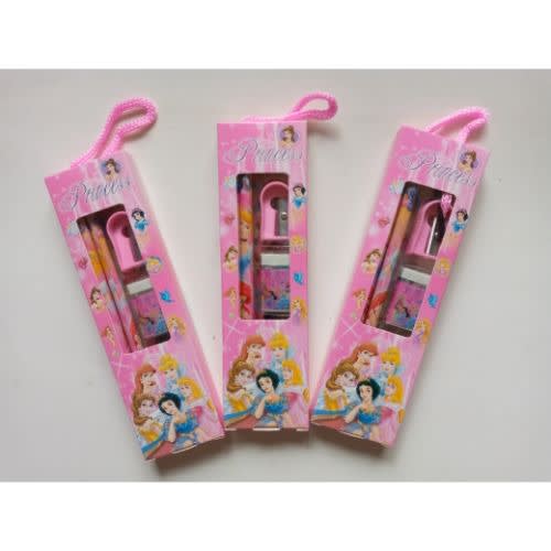 3 Pieces Set Of Pencils + Eraser + Sharpener And Ruler