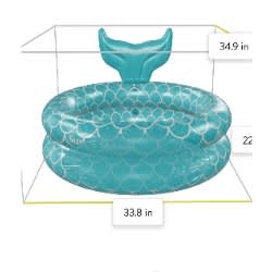 Sun & Splash Mermaid Inflatable Pool - Blue - View 4