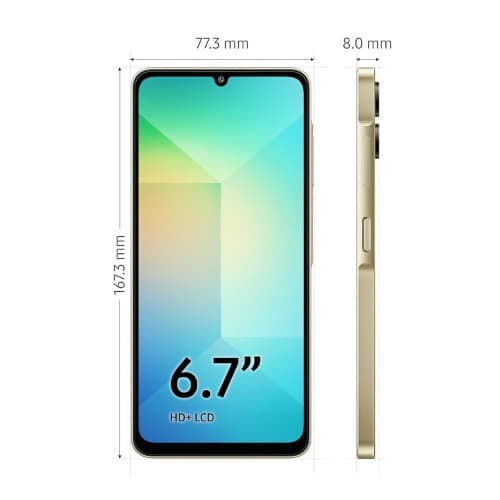 Galaxy A06 - 6.7" - 128GB ROM - 4GB RAM - 4G LTE - Dual SIM - Fingerprint - 5000mAh - Gold - View 2