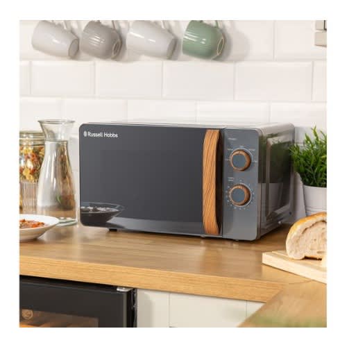 Digital Microwave With 5 Power Levels - Wood Effect Handle & Dials - Clock - 700W - View 2