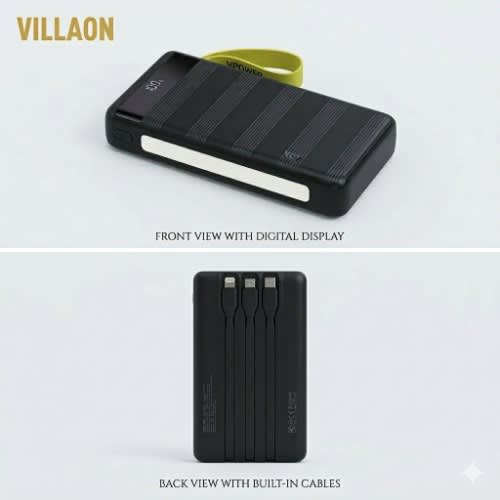 Villaon Power Bank 22.5w Fast Charge – Built-in 3 Cables & Led Display - 27000mAh - View 3
