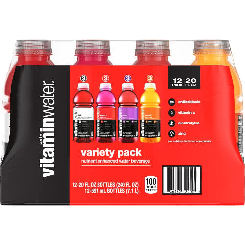 Vitaminwater Flavored Water - 4 Flavor Variety Pack - 20 Fl Oz Bottles- 12Pcs - View 1