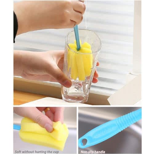 Sponge Brush For Bottles - Red - Wine Glass - Glass Bottle Cleaning Tools-1pc - View 3
