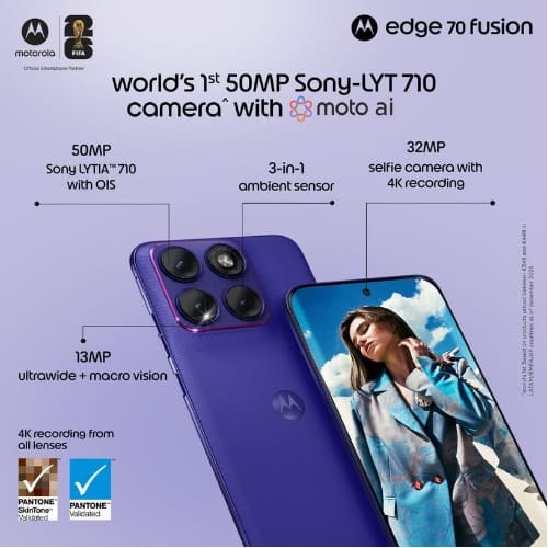 Edge 70 Fusion 5G - 6.78" - 256GB ROM - 12GB RAM - Nano SIM - Fingerprint - 5200mAh - Orient Blue - View 2