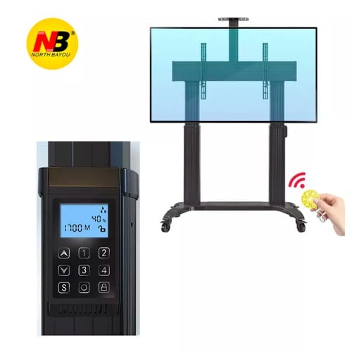 Height Adjustable Electric Motorized  Mobile Tv Trolley 75"-110" - View 1