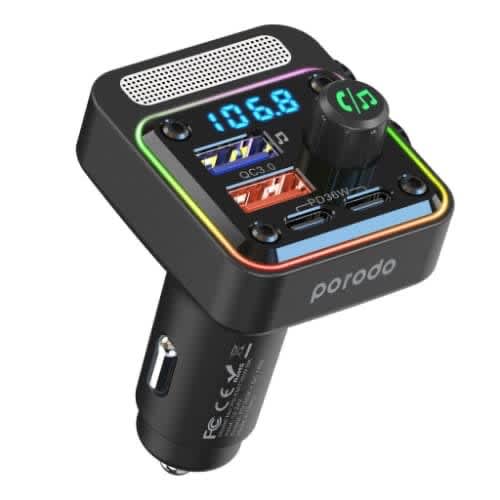 Porodo Quick-charge Fm Car Charger- Dual Usb-c & Usb-a- Pd 36w - Black - View 2