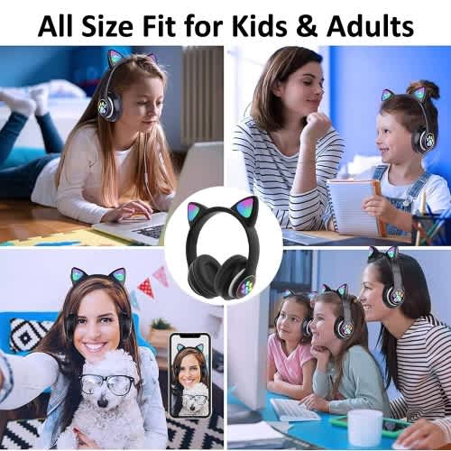 Cat Wireless Headset With Rgb Light - Multi-purpose Stn-28 - Black - View 3