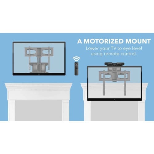 Motorized Fireplace Tv Wall Mount - Remote Control Electric Pull Down Mantel - 32''-75'' - View 2