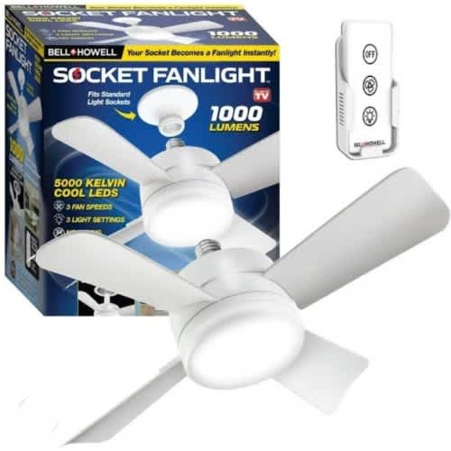 Rotating Socket Mount Led Light Ceiling Fan With Remote - 1000 Lumens - View 1