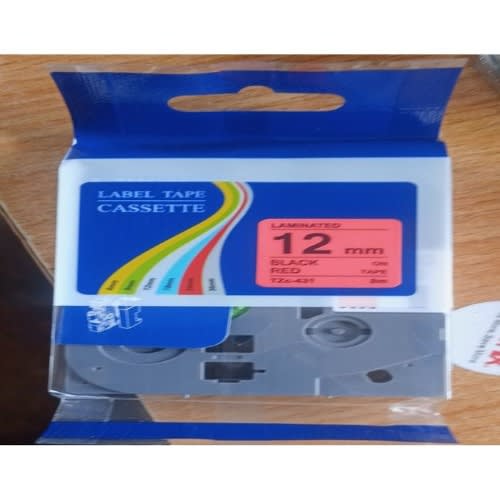 Label Tape Cartridge - Tzc-431 For Brother P Touch - 12mm - Black On Red Laminated Adhesive - View 2
