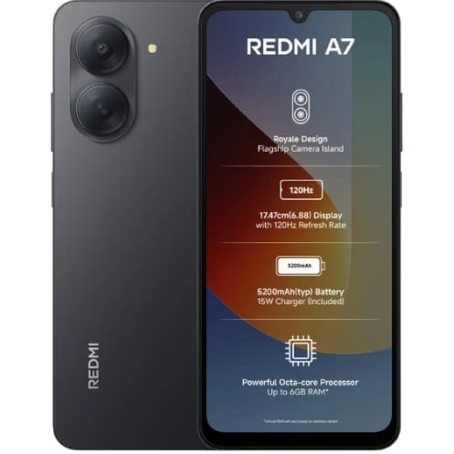 Redmi A7 64gb Rom 3gb Ram Dual Sim-6000mah-Black - View 1