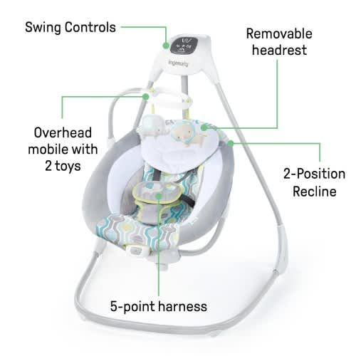Simple Comfort Lightweight Compact 6-speed Multi-direction Baby Swing - View 2
