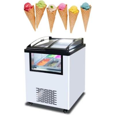 Commercial Ice Cream Display Freezer Case With 6 Pans Sliding Glass Door 