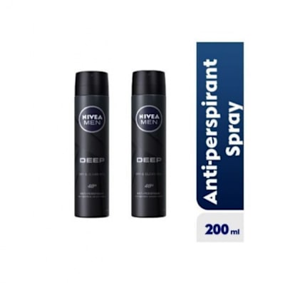 Deep Anti-perspirant Spray For Men, 72h -200ml (Pack of 2)