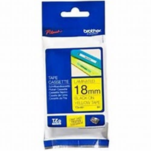 18TZ641 18mm Black on yellow Laminated Tape