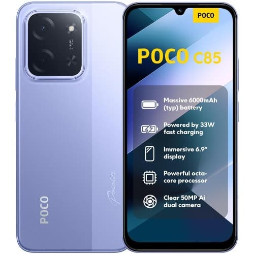 POCO C85 - 6.9" - 256GB ROM - 8GB RAM - 4G LTE - Dual SIM - Fingerprint - 6000mAh - Purple