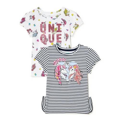 365 Kids Girls Tshirt Unicorn - 2 Pack