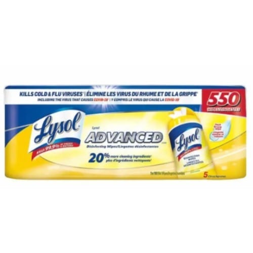 Advanced Disinfecting Wipes 550 Count – 5 Canisters Of 110 Wipes