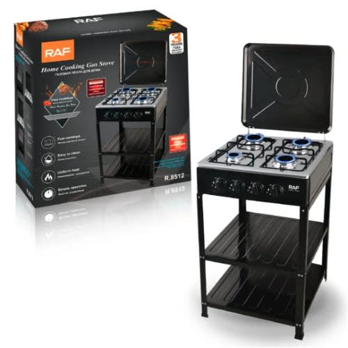 Raf Standing Gas Stoves- 4 Burners/ Cooker - Black_488mm