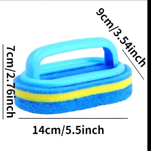 Ergonomic Multi-purpose Magic Sponge With Blue Handle And Yellow Scrubbing Pad- 2 Pcs