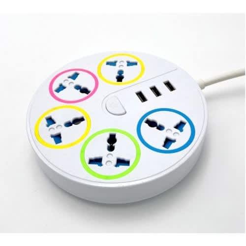 5 Ways Electrical Socket Extention Box With 3 USB Port