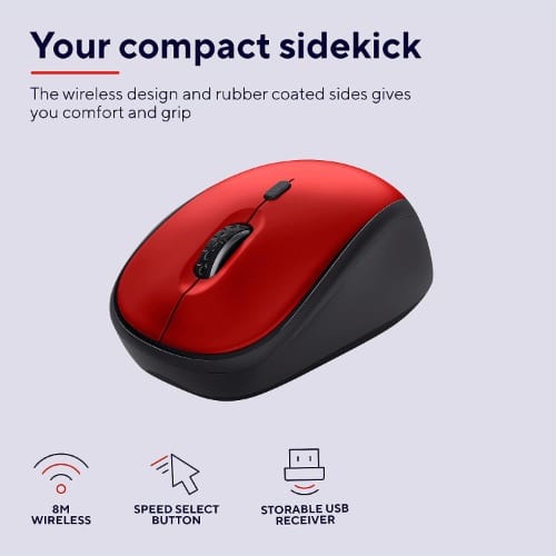 Trust Yvi+ Wireless Mouse - Silent - Red