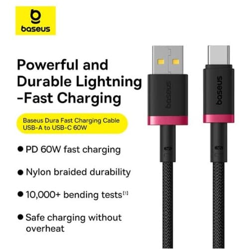 Baseusduraseriesfastcharging Cableusb To Type-c60w1m Gold+black