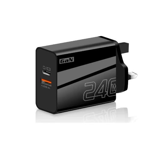 240W UK Plug USB C Mobile Phone Charger 2 Port USB-C PD Fast Charger 240W USB Type c Charging Adapter