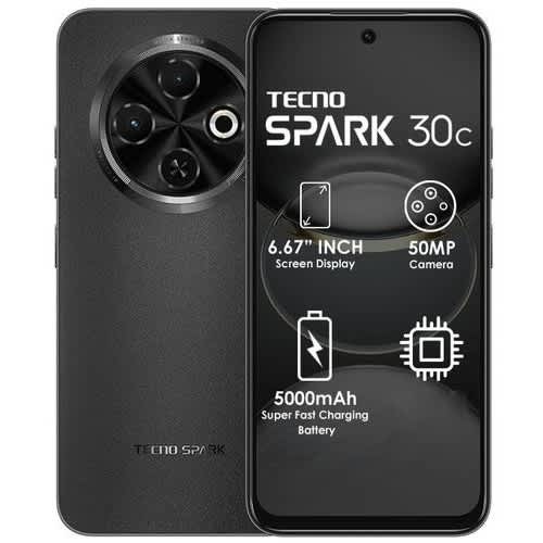 Spark 30c - 6.67" - 4GB RAM - 128GB ROM - Dual Sim - Fingerprint - 5000mAh - Black