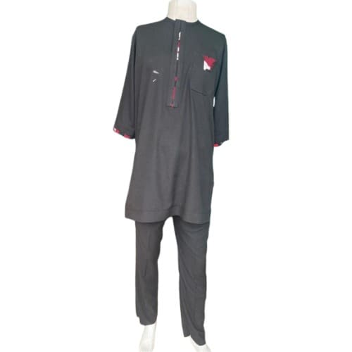 Men’s Senator Wear With Red Print Detail – 2 Piece - Charcoal Grey