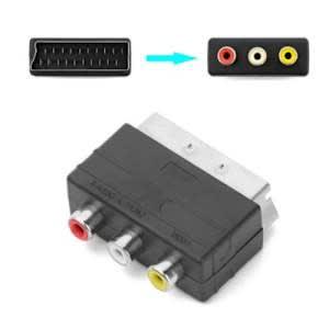 Scart Male Plug To 3rca Phono Female Av/tv Adapter Input For Ps4 For Wii Dvd/vcr